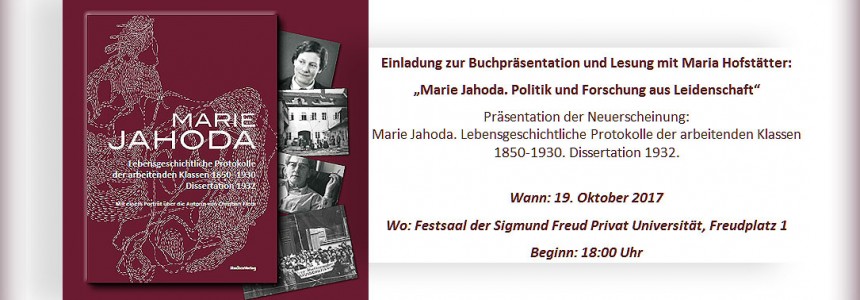 PSY | Buchpräsentation und Lesung: „Marie Jahoda. Politik und Forschung aus Leidenschaft“