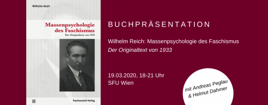 VERSCHOBEN | Buchpräsentation: Wilhelm Reich – Massenpsychologie des Faschismus